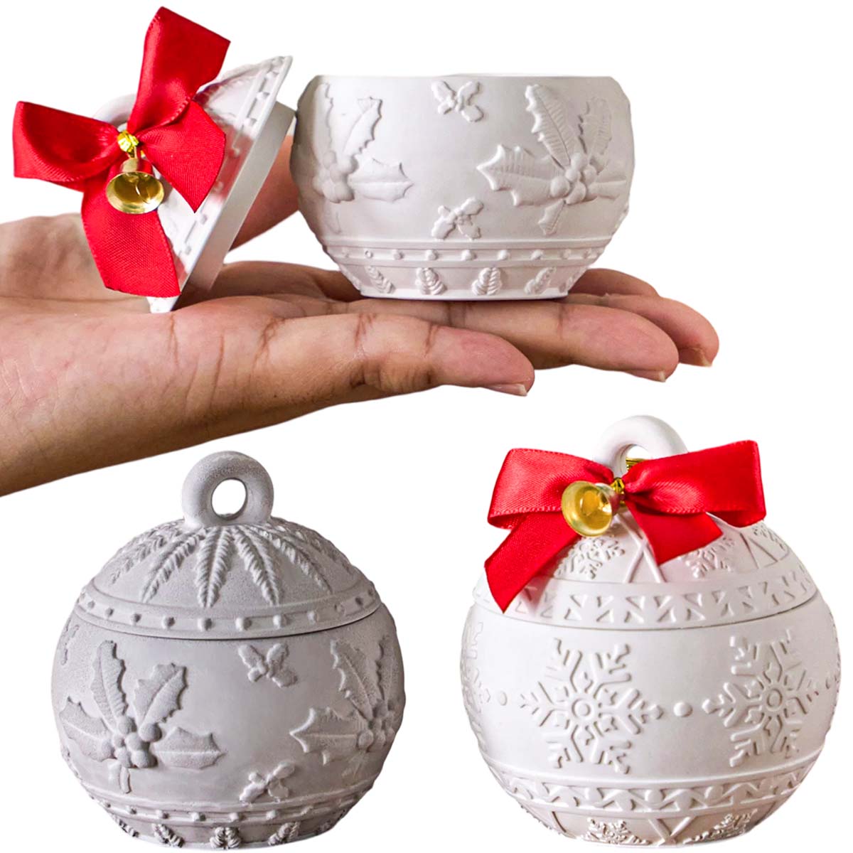 Candle Making Kit Xmas - Kerst Relief Sneeuw Bessen Kaars Pot