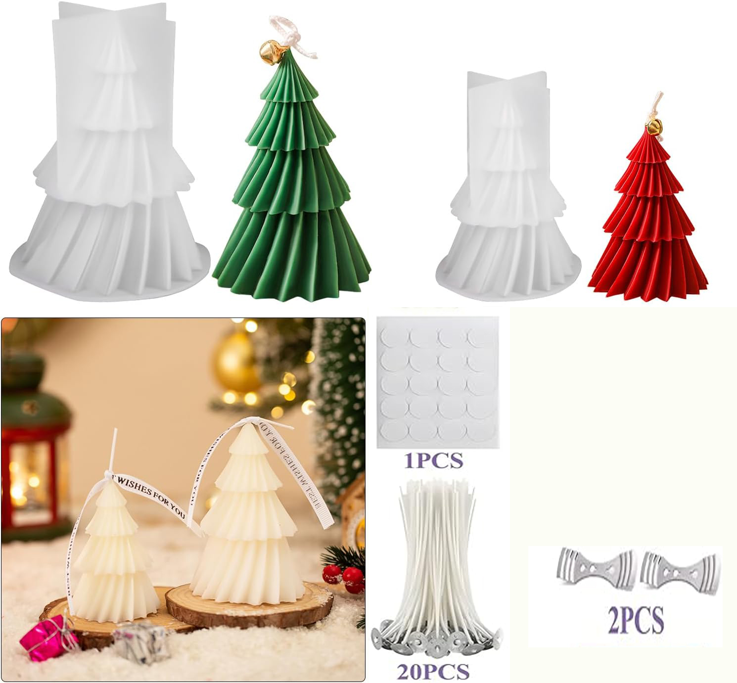 Candle Making Kit Xmas - Kerstboom siliconen kaarsenmalset DIY epoxyhars kaarsenmaakset