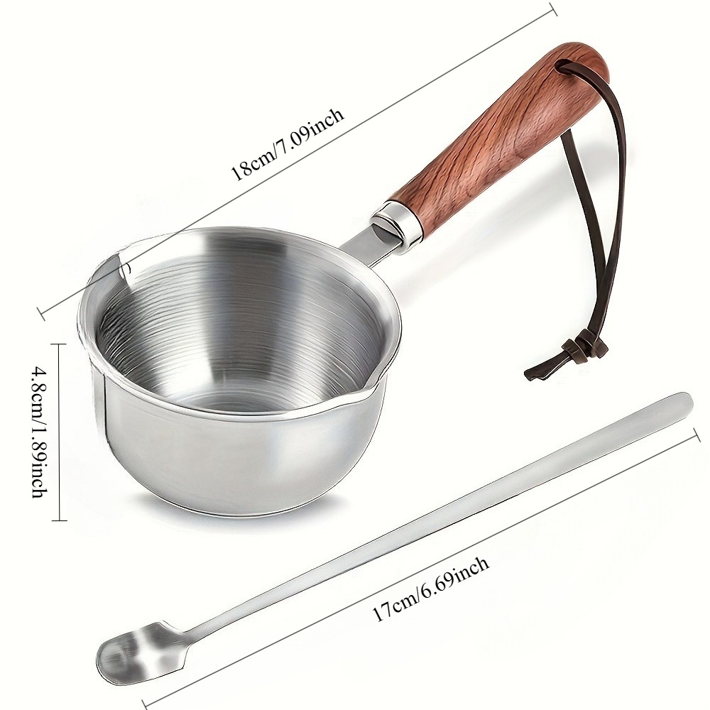 Candle Making Pot - 10oz roestvrijstalen pot met houten handvat