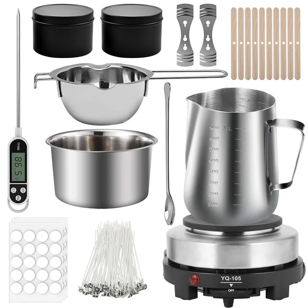 Candle Making Pot - Glintmos DIY kaarsenmaakset met kookplaat, kaarsenmaakbenodigdheden