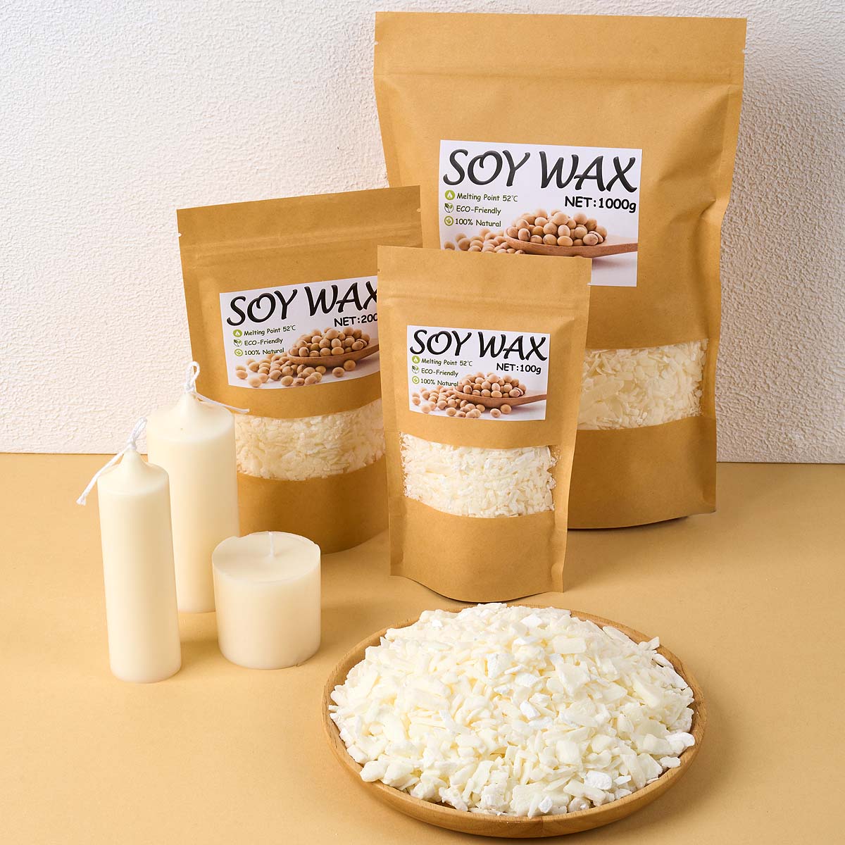 Candle Making Ingredients - 1 pond zuiver witte sojawas voor