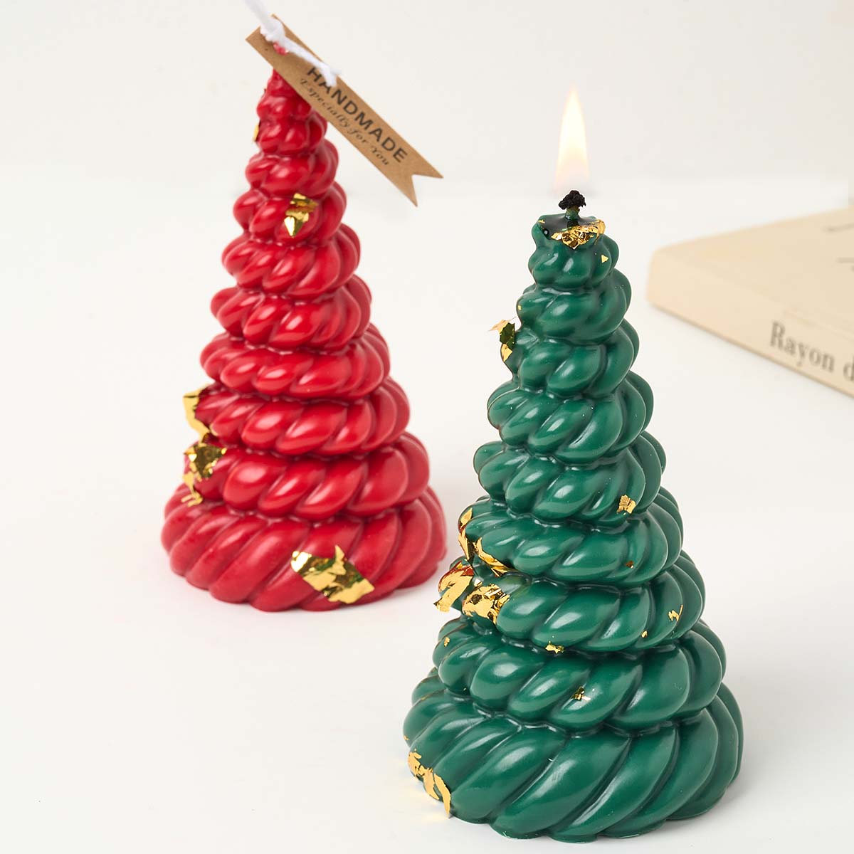 Candle Making Kit Xmas - 3D Henneptouw Kerstboom Siliconen Kaars Schimmel