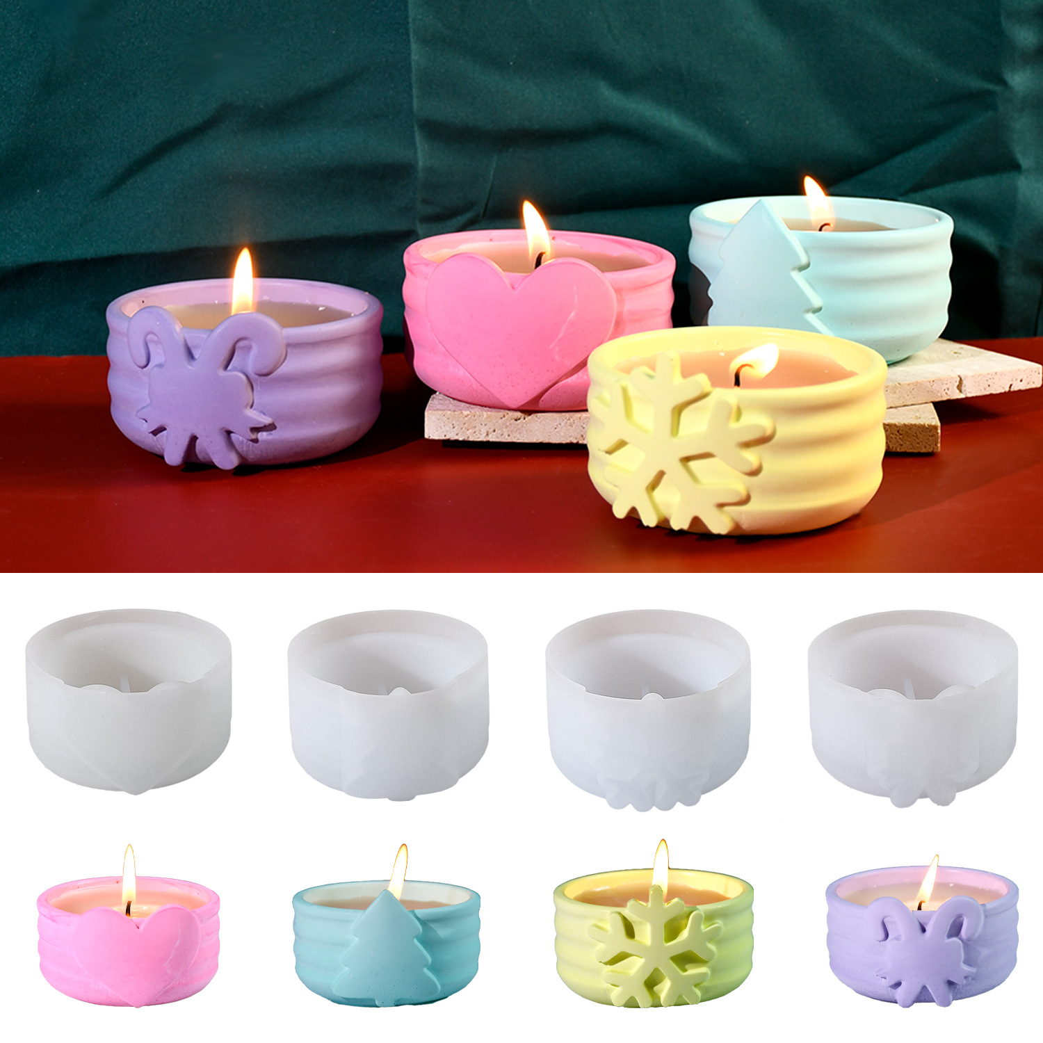 Candle Making Kit Xmas - Kerstkaarsenvormen Kerstboom Sneeuwvlok Siliconenvormen voor het